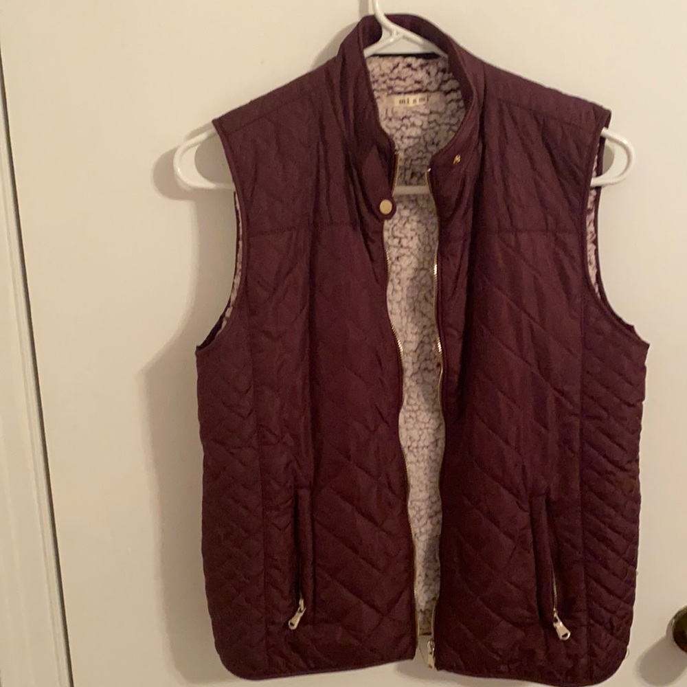 Maroon fuzzy vest